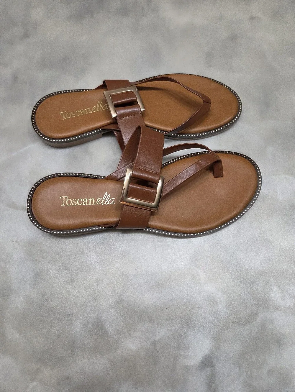 Toscanella Brown Buckle Thong Sandals Size 9.5